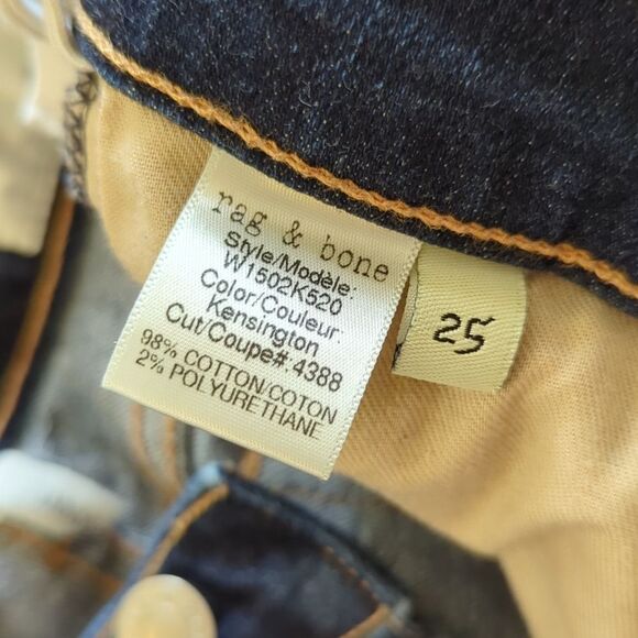 Rag & Bone Low Rise Skinny Denim Jeans Dark Wash - Size 25 - Picture 8 of 9